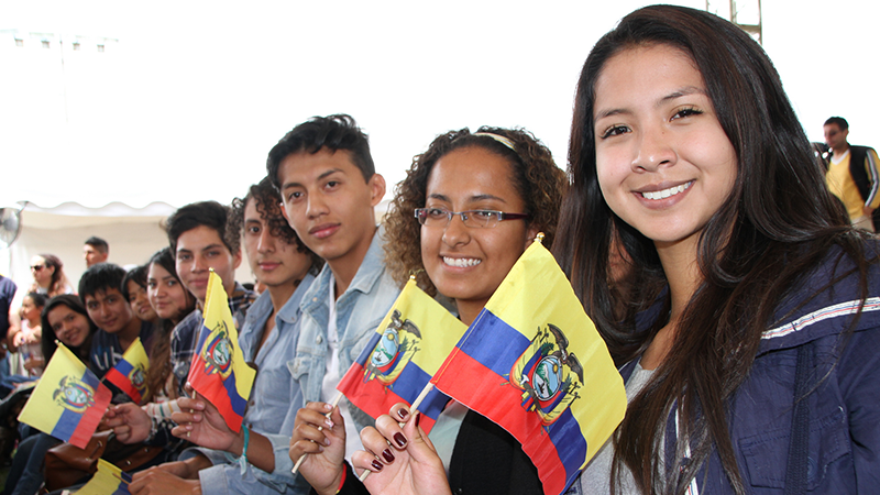 ecuadorians with national flag who speaks Spanish language